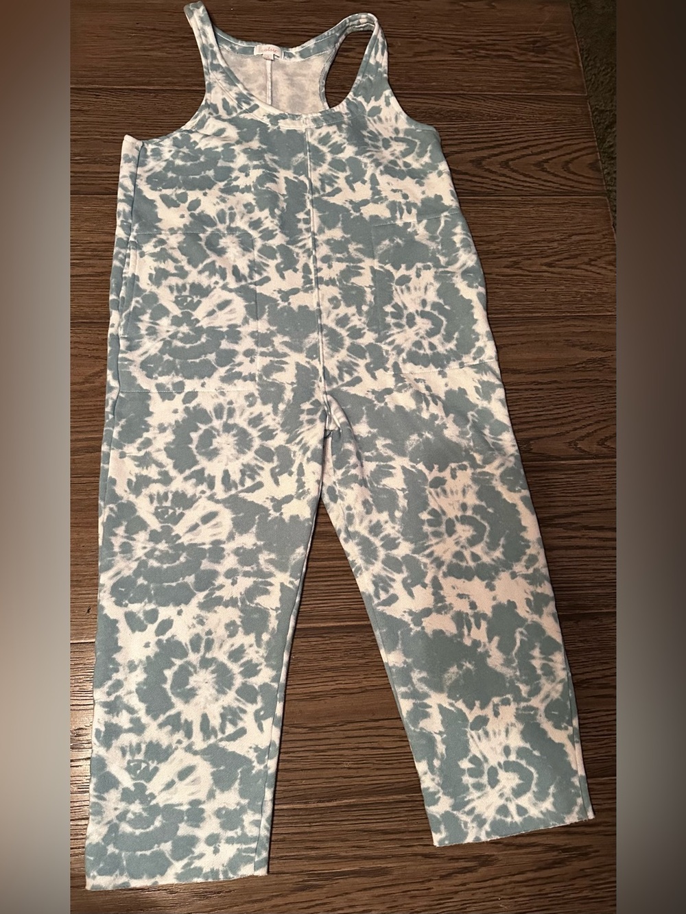 Colsie Blue and White Tie-Dye Jumpsuit Romper